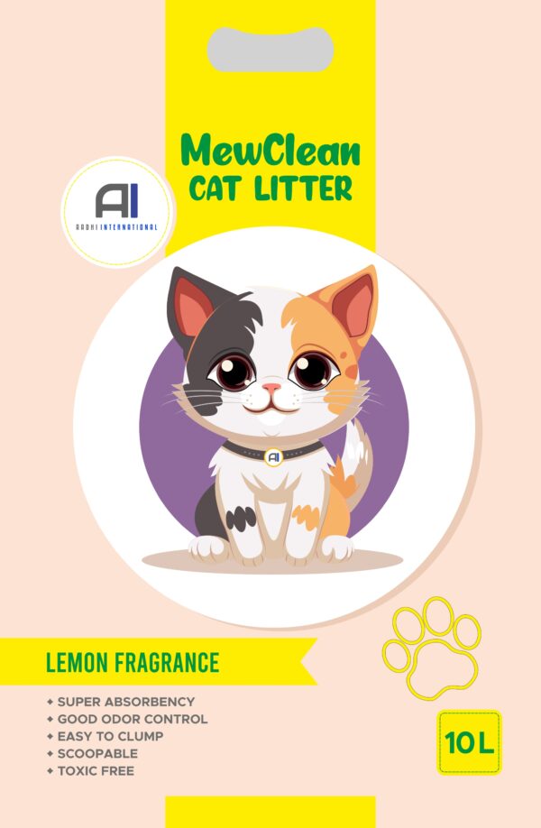 10L_ LEMON_page-0001 MewClean Natural Clumping Cat Litter - Lemon Fragrance